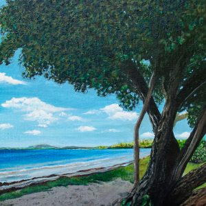 Almond Tree by the Seaside - Playa Los Machos in Ceiba, Puerto Rico Original Painting in Acrylic